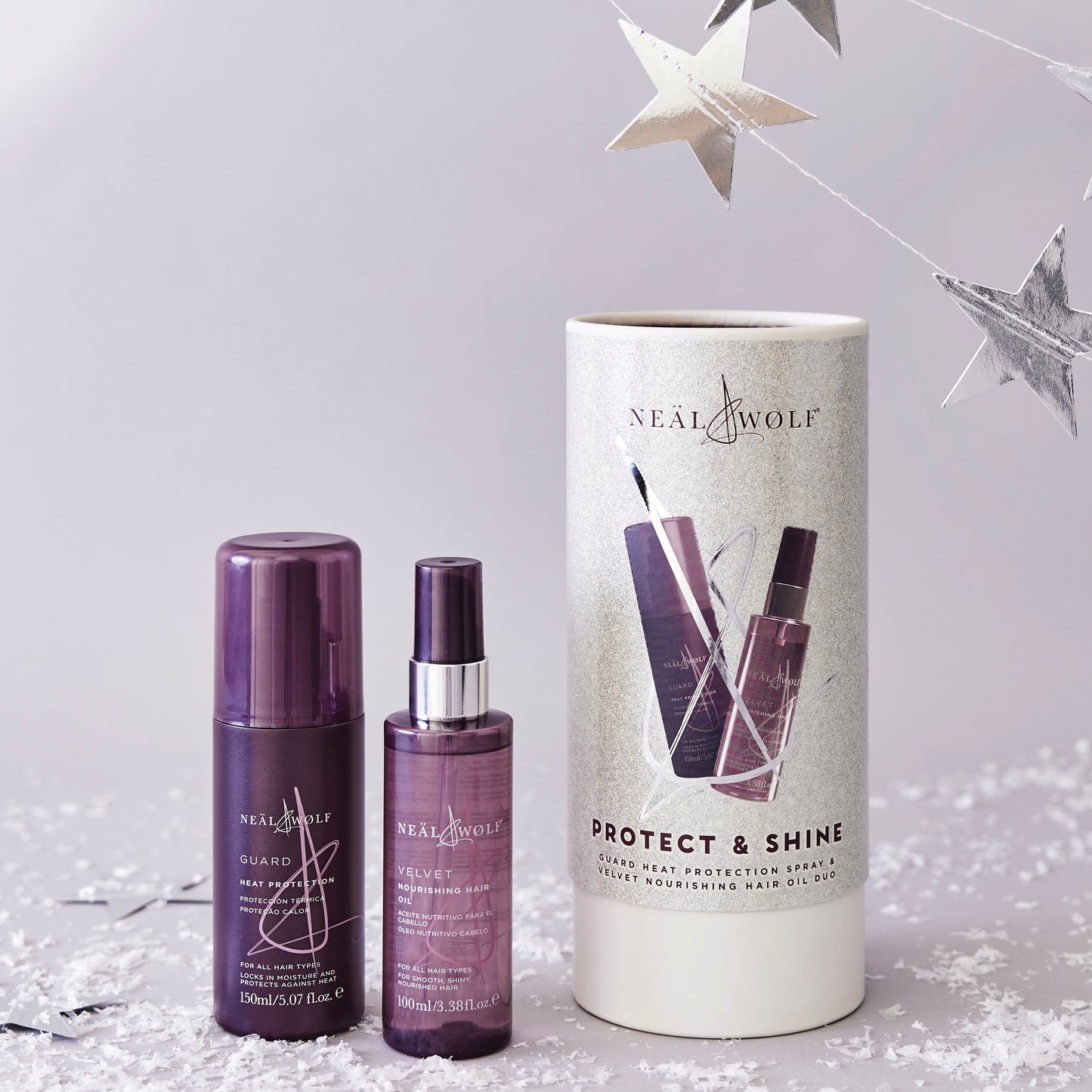 Neal & Wolf PROTECT & SHINE Collection Heat Protection Spray & Nourishing Hair Oil Gift Set